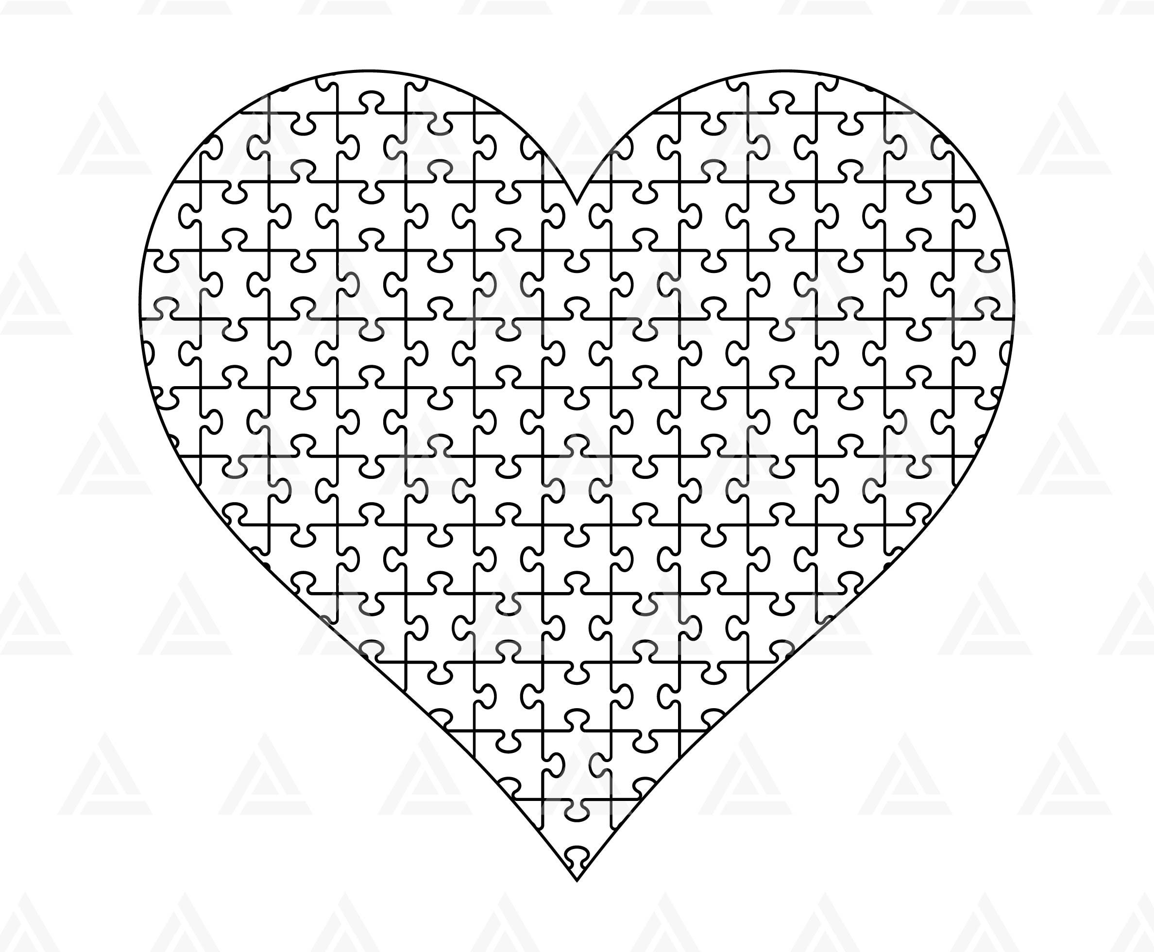 Heart Jigsaw Puzzle Svg Puzzle Pattern Svg Autism Awareness Day 