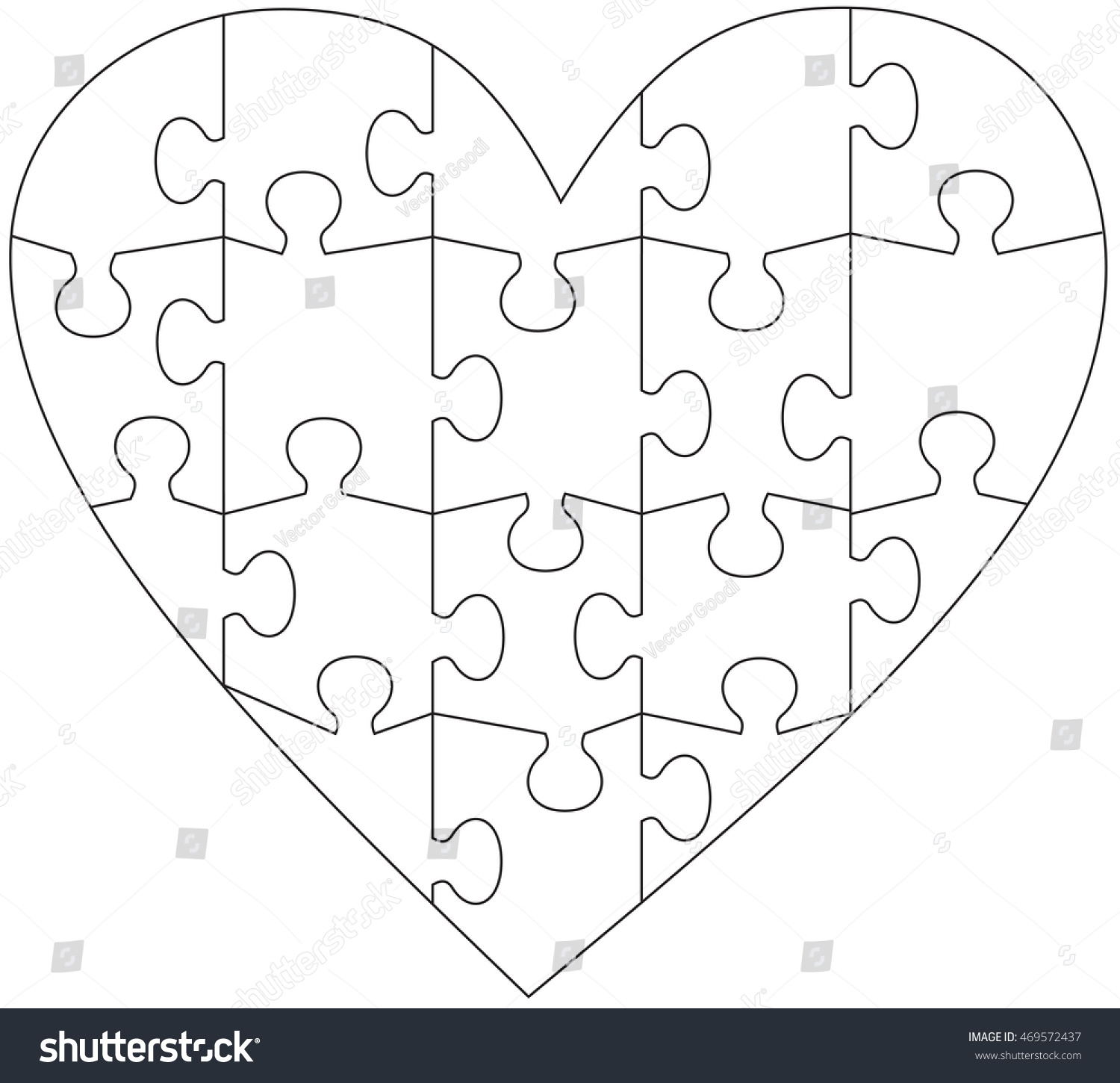Heart Jigsaw Puzzle Template Stock Vector Royalty Free 469572437 