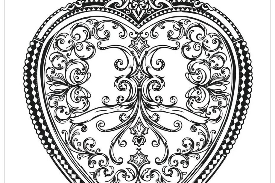 Heart Locket Opening Moment Coloring Page Free PDFu0026PNG Printable