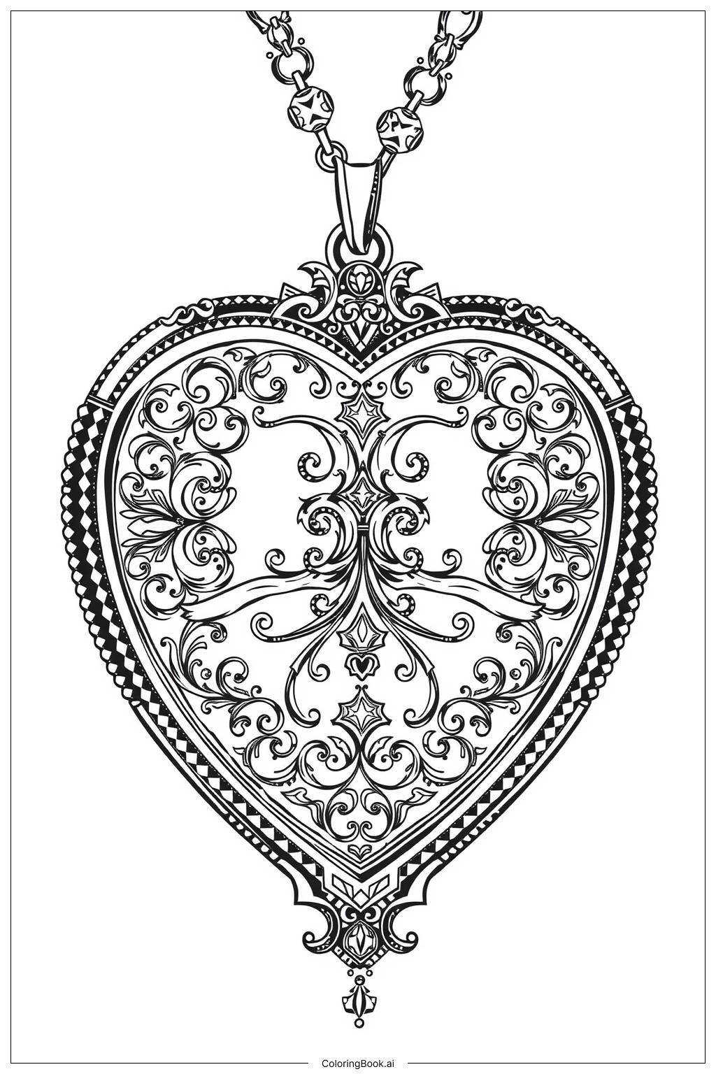 Heart Locket Opening Moment Coloring Page Free PDFu0026PNG Printable 