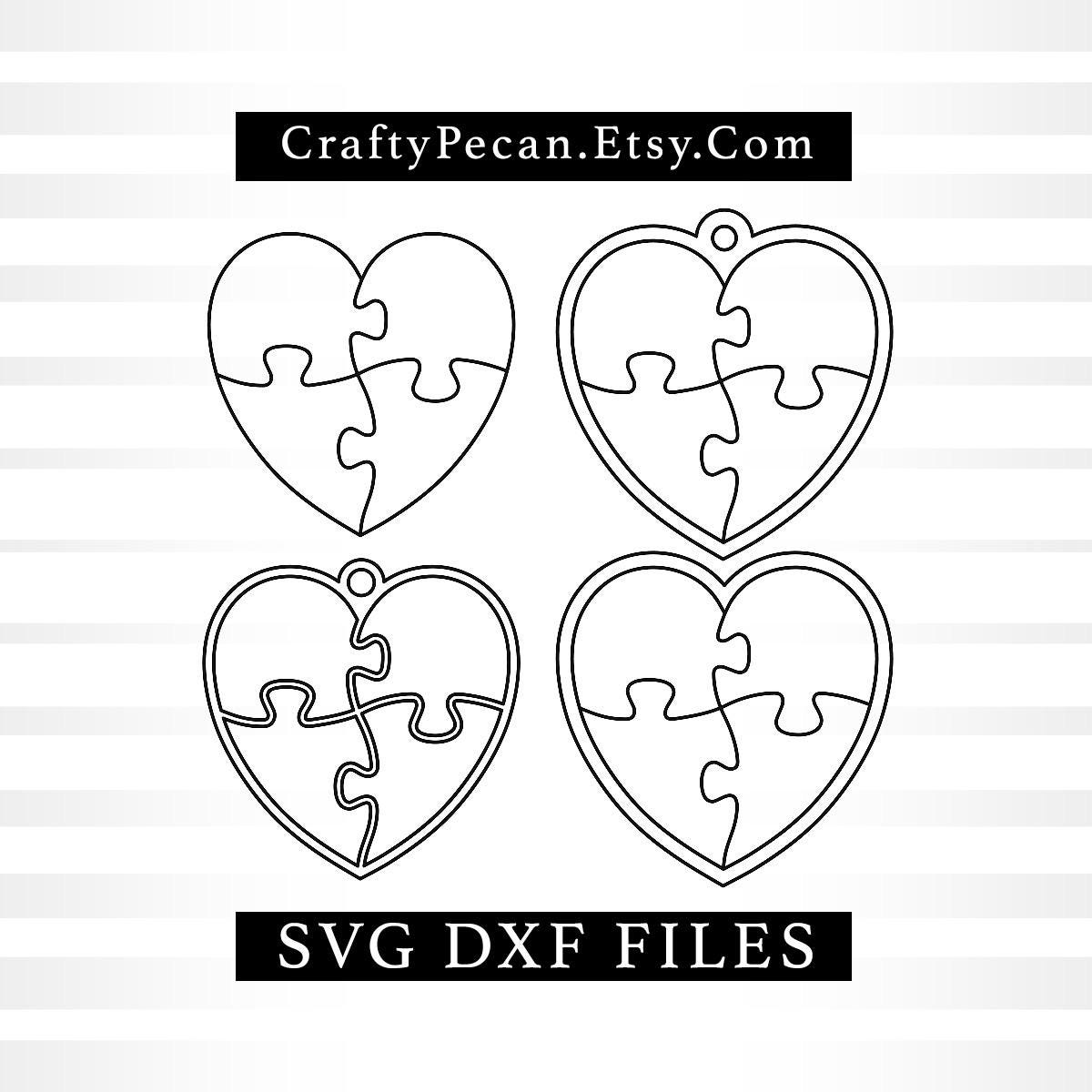 Heart Puzzle Svg 4 Piece Puzzle Template Svg Files Heart Puzzle 