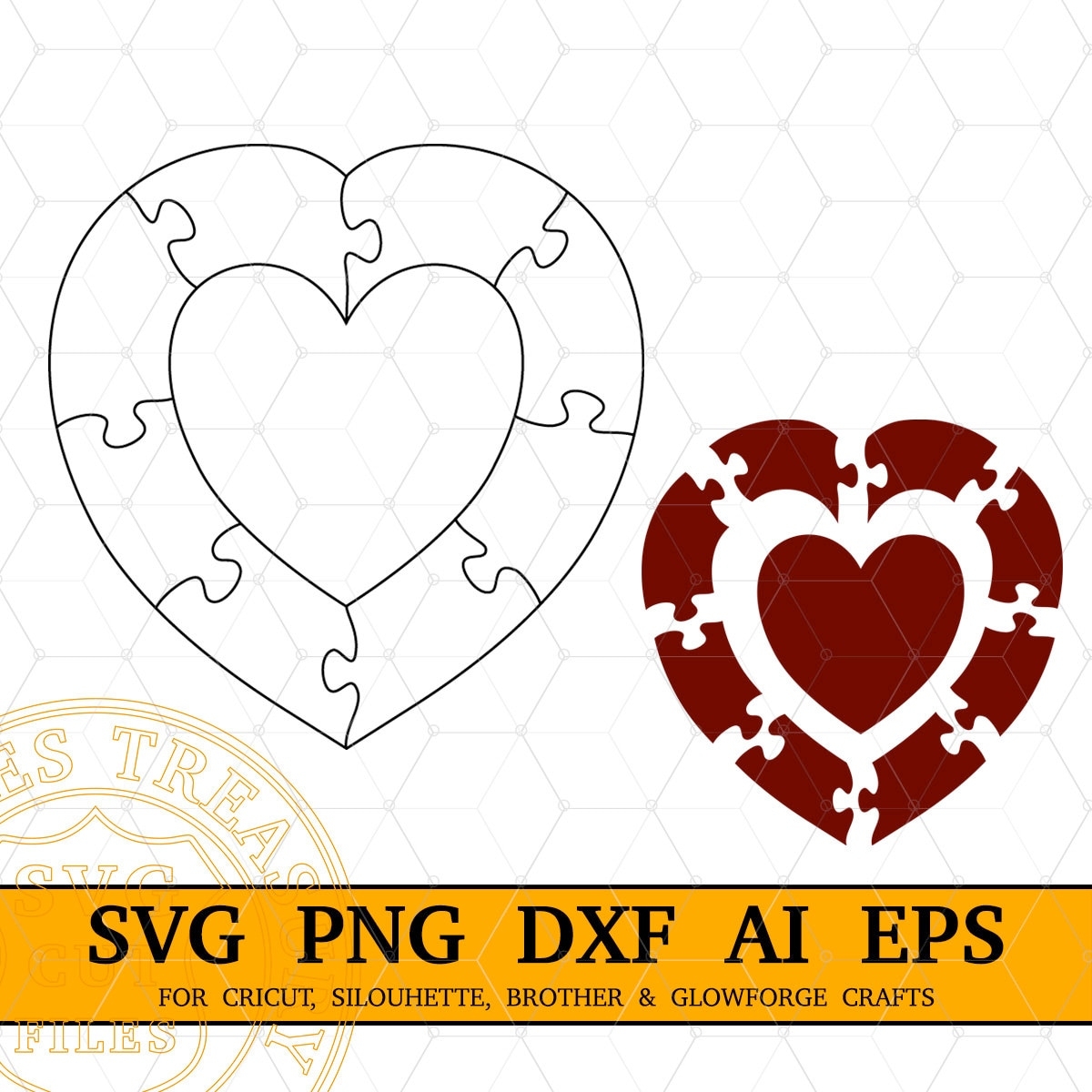 Heart Puzzle Template Svg Dxf Png Ai Cut Files Heart In Heart 