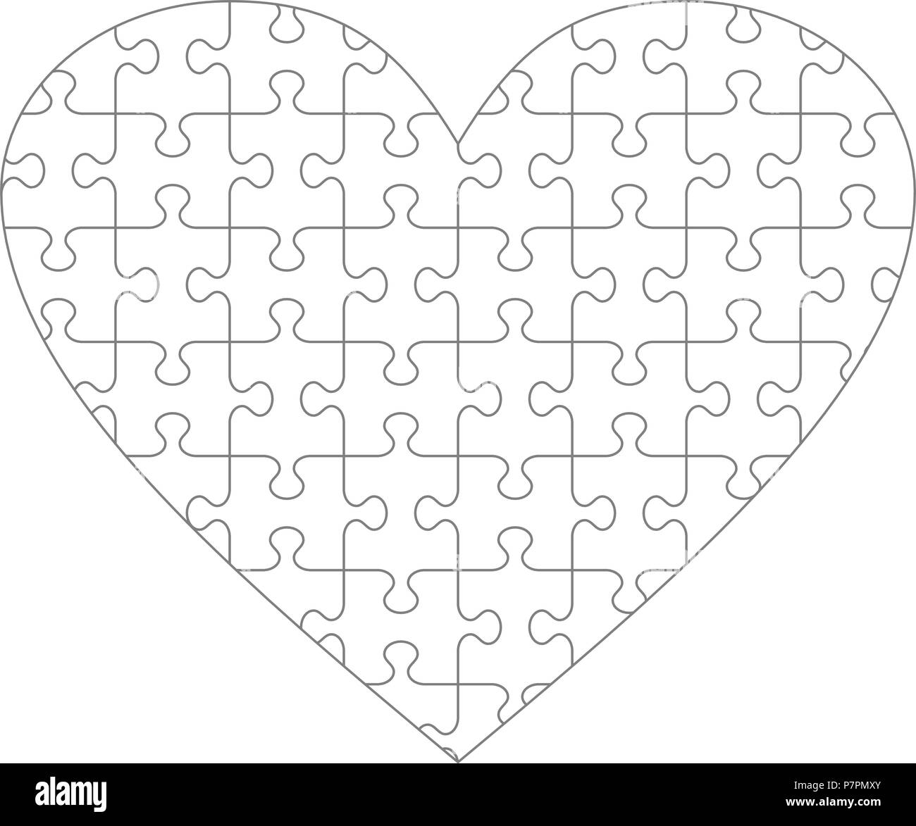 Heart Shaped Jigsaw Puzzle Blank Template With Classic Style Piece 
