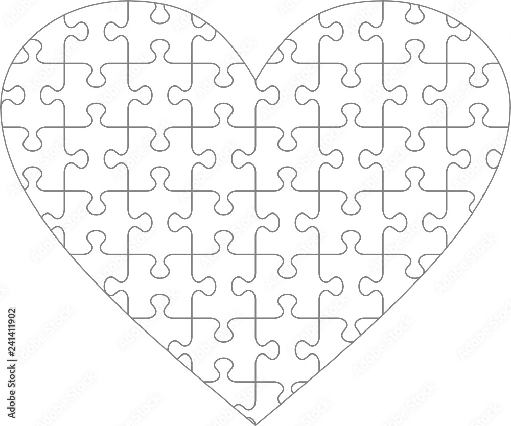 Heart Shaped Jigsaw Puzzle Blank Template With Classic Style Transparent for Vector Mode Pieces Suitable For Valentine s Day Wedding And Romantic Designs And Projects Stock Vector Adobe Stock