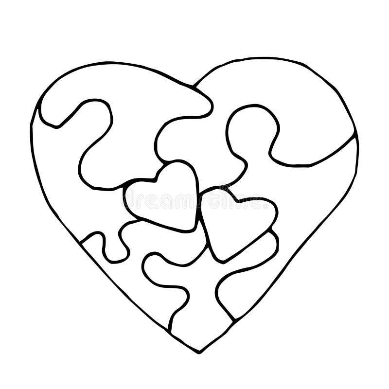 Heart Shaped Jigsaw Puzzle Template Stock Illustrations 52 Heart 