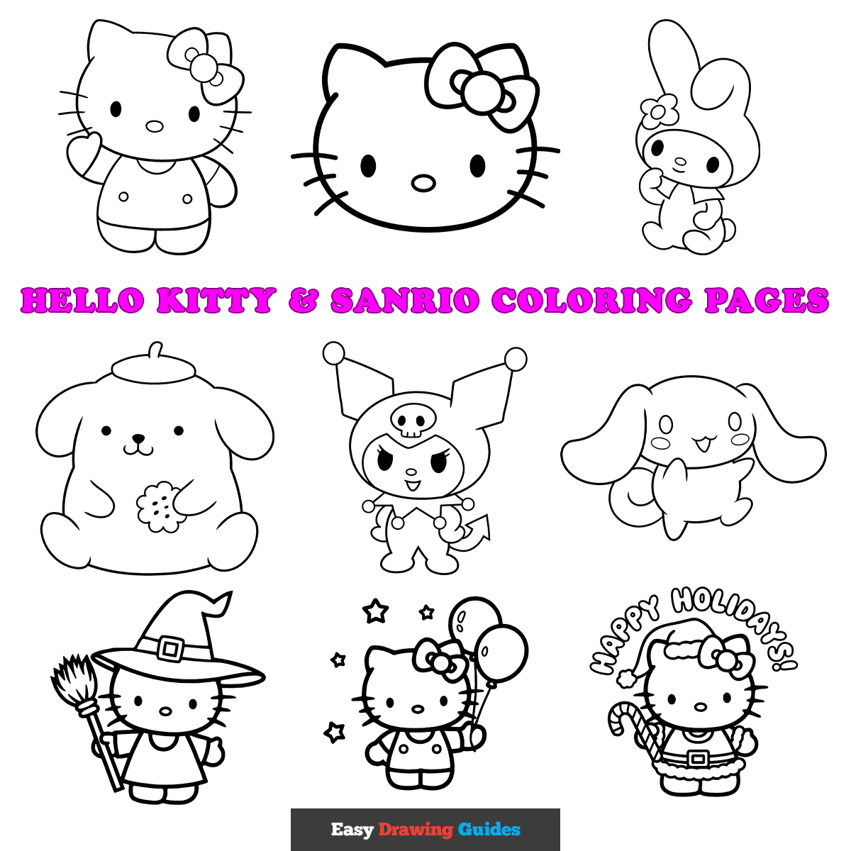 free printable hello kitty colouring pages