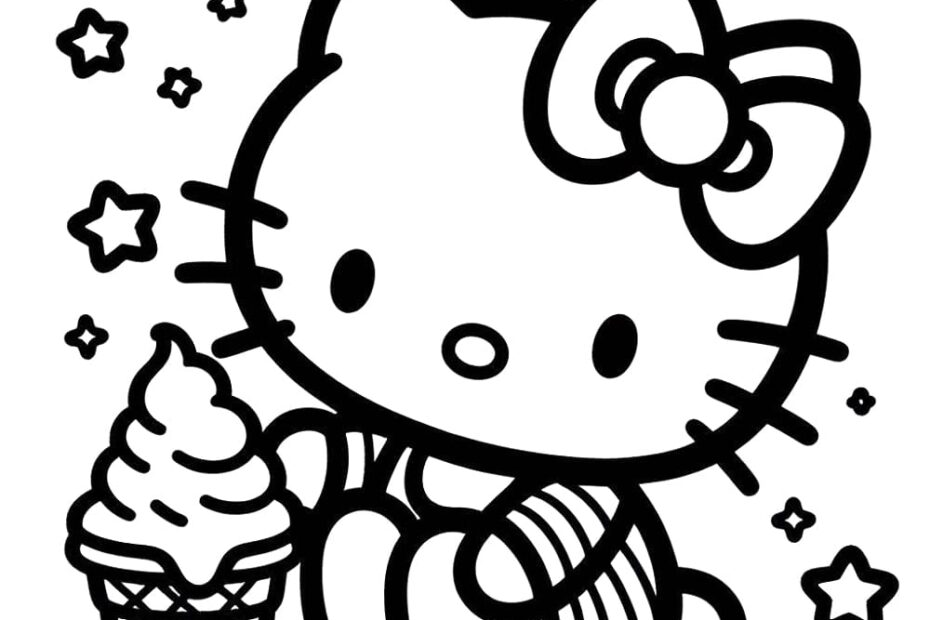Hello Kitty With Ice Cream Coloring Page Download Print Or Color Online For Free