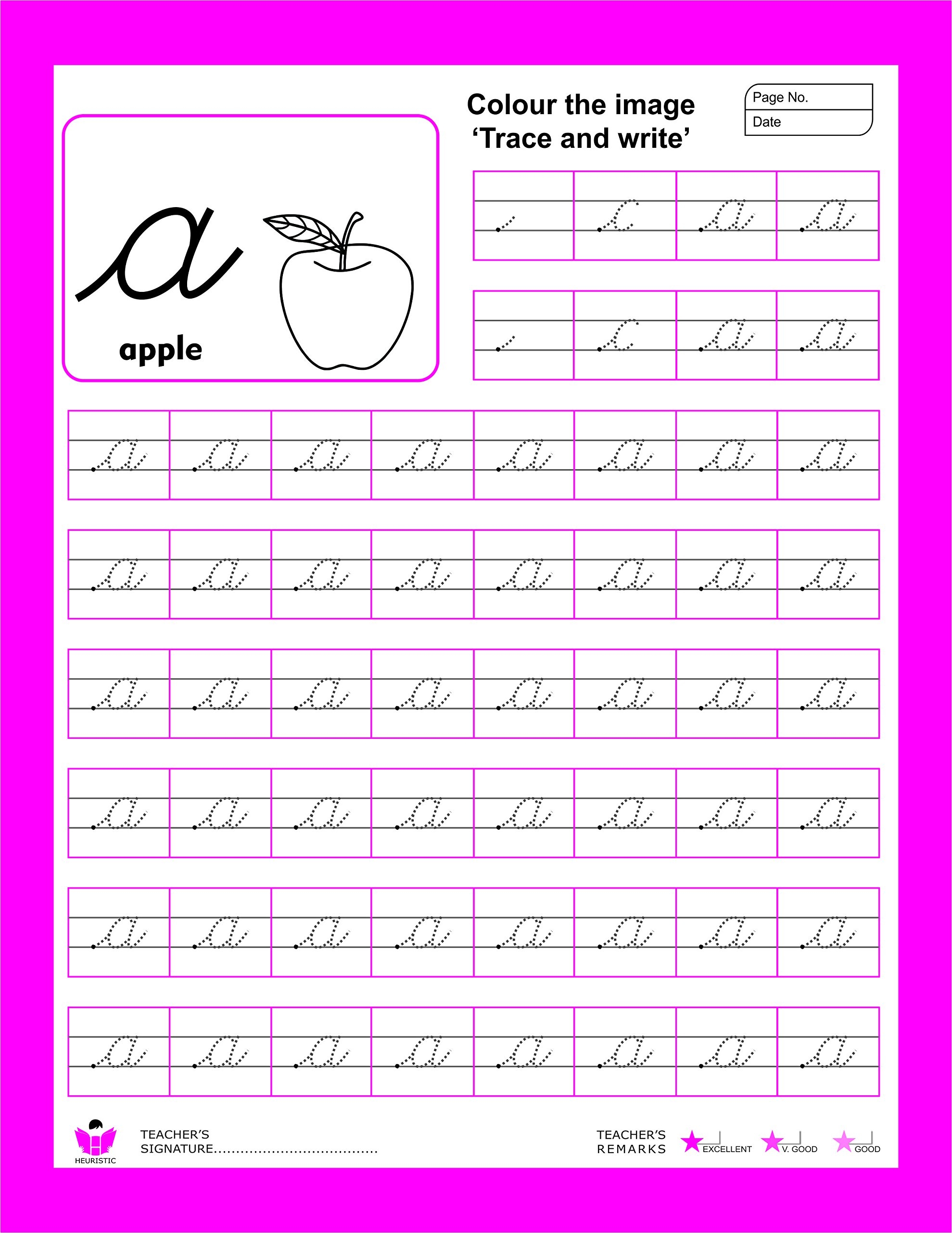 Heuristic Worksheet English Writing Cursive Letters Small Amazon in
