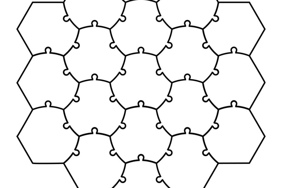 Hexagonal Jigsaw Puzzle Template Royalty Free Vector Image