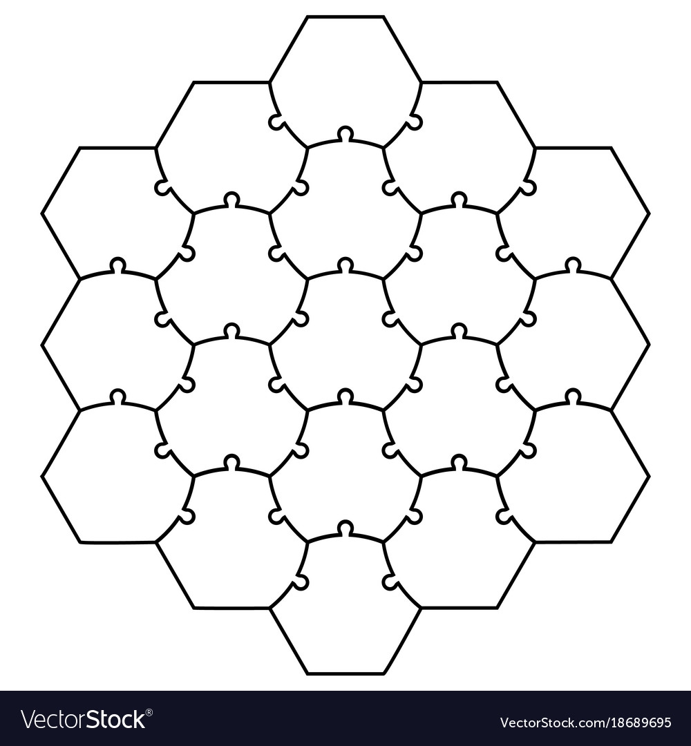 Hexagonal Jigsaw Puzzle Template Royalty Free Vector Image
