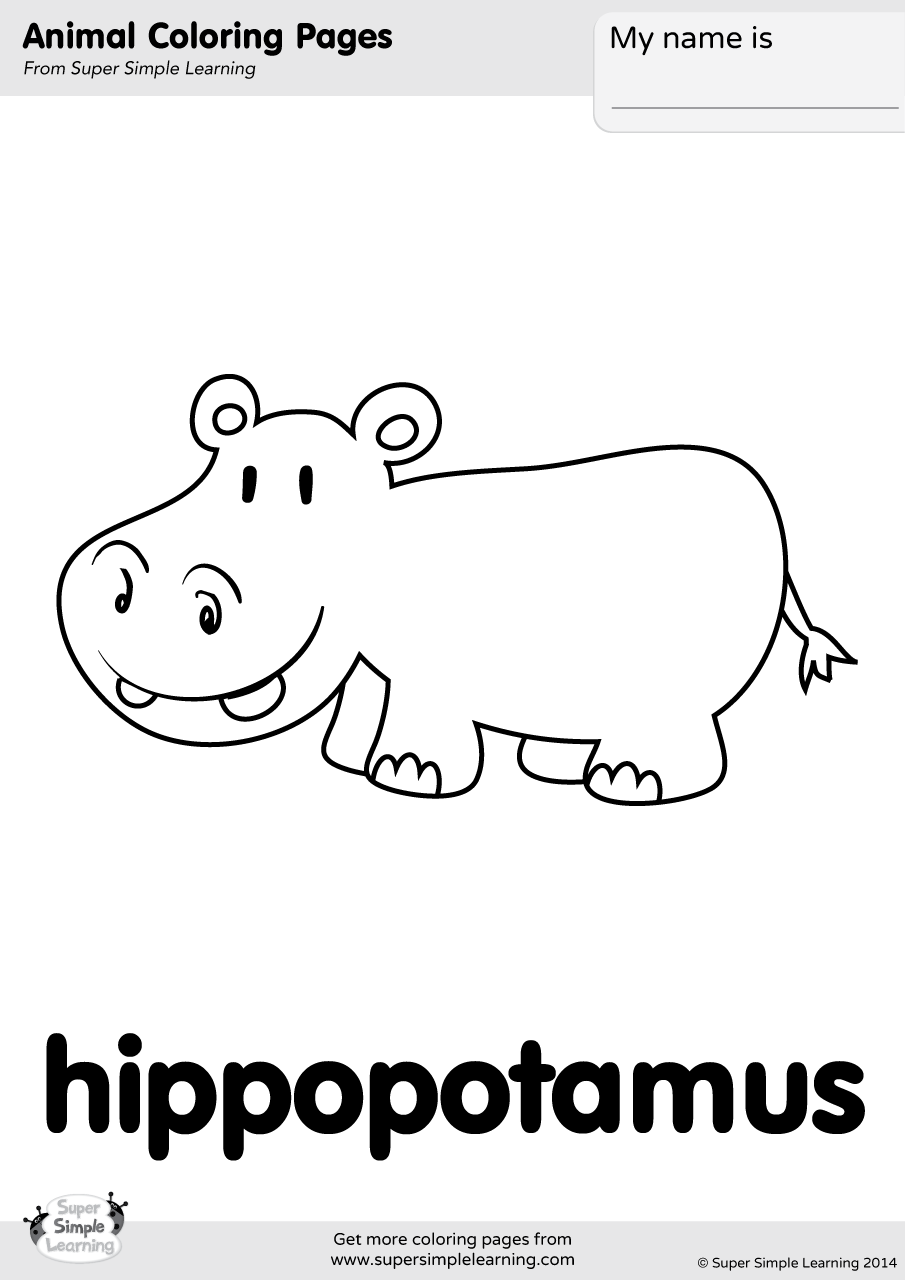 Hippopotamus Coloring Page Super Simple
