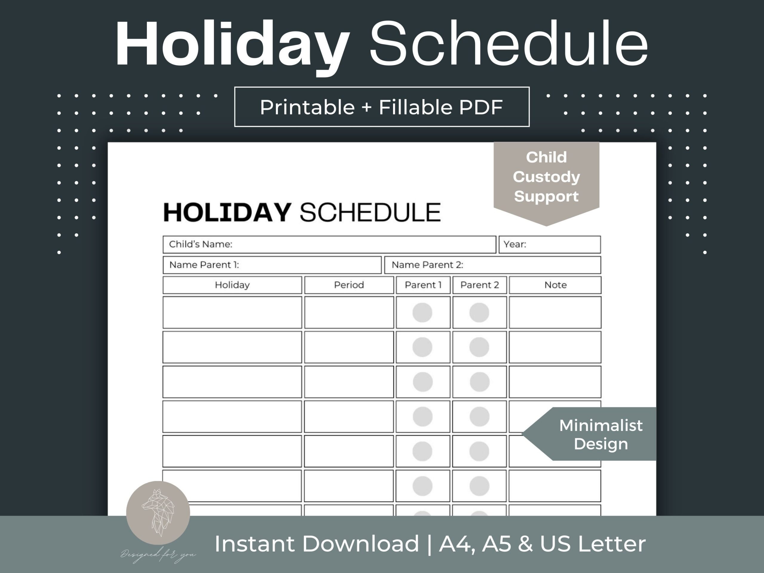 parenting schedule template