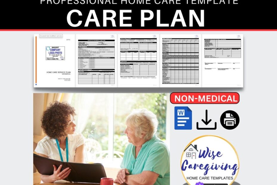 Home Care Plan Template Non medical Caregiving Personal Care Agency Form Insurance Document MS Word Insert LOGO Printable Etsy