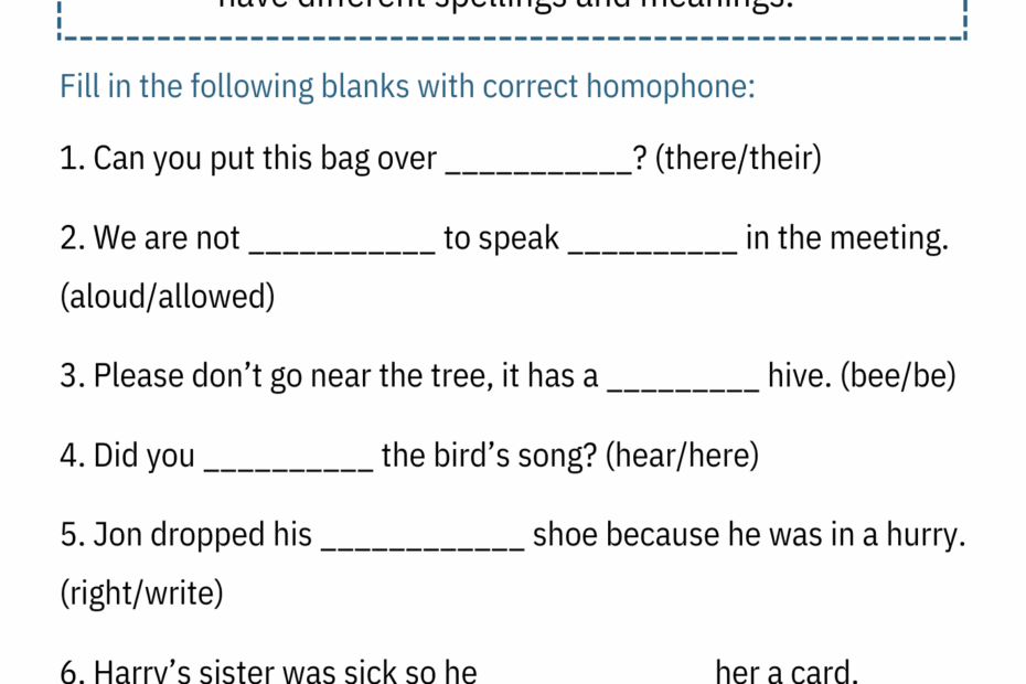 Homophones Grammar Worksheets And Activities For 2nd 3rd And 4th Grade