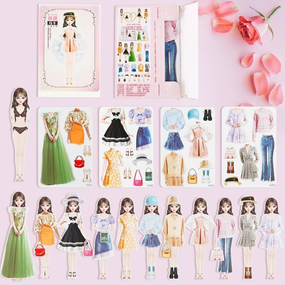 HOTBEST Magnetic Dress Up Baby Paper Dolls Magnetic Princess Dress Up Paper Doll Doll Clothes Puzzle Magnet Dress Up Games Pretend And Play Travel Playset Toy For Girls Birthday Gift A 