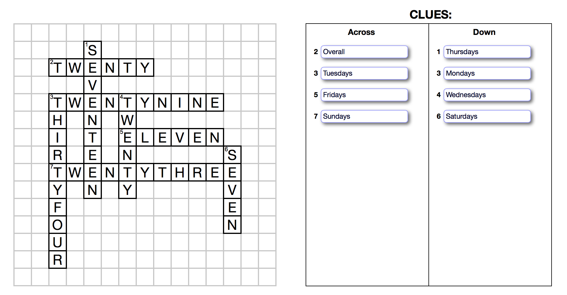 excel crossword puzzle template
