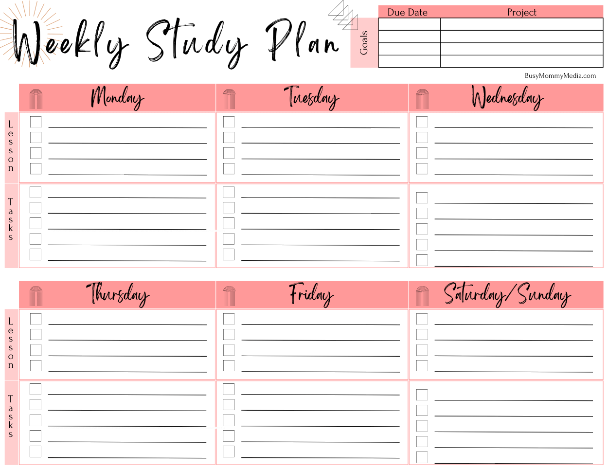How To Create A Study Plan Free Printable Study Planner Worksheets Library
