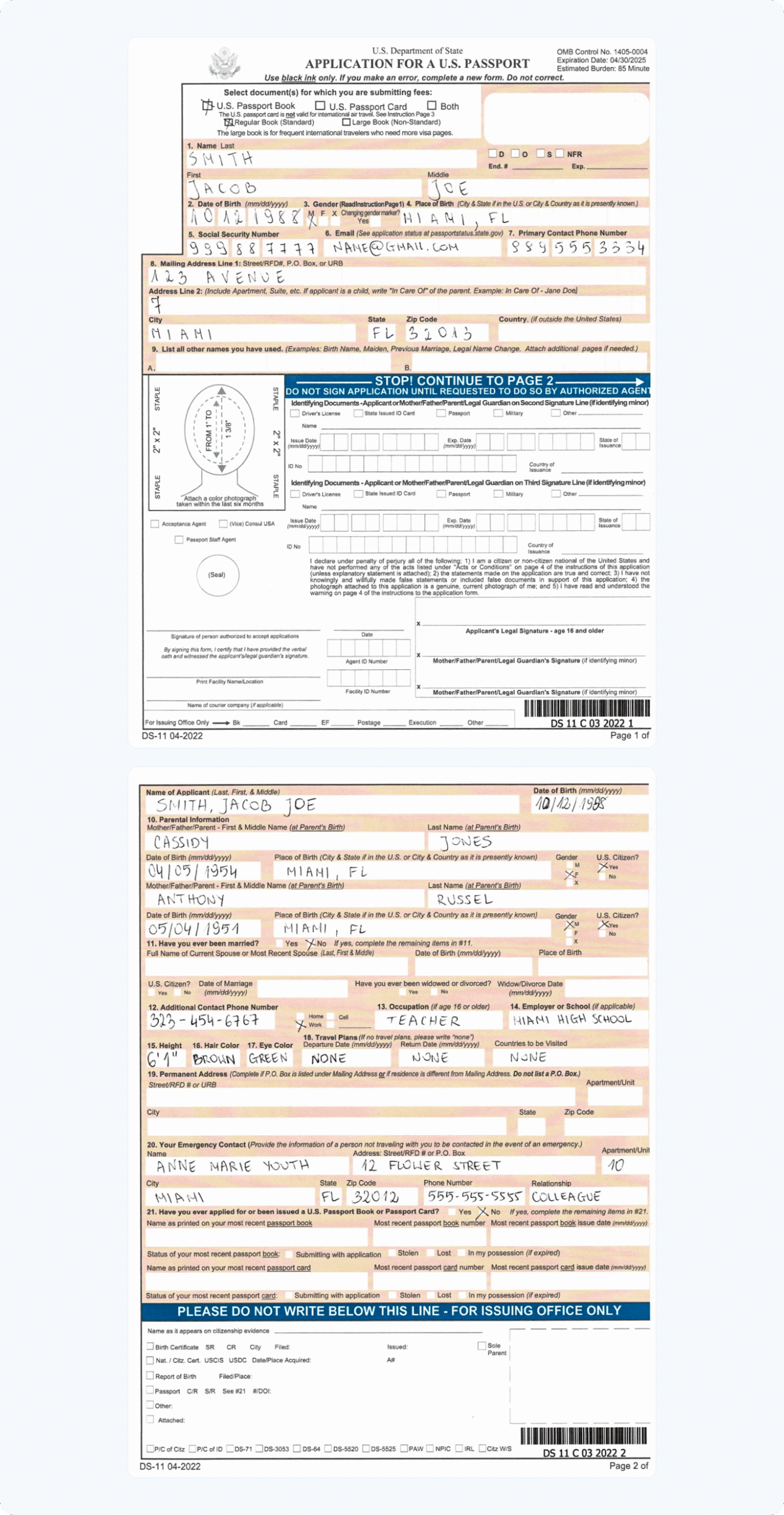 How To Fill Out Passport Form DS 11 Complete Guide Worksheets 