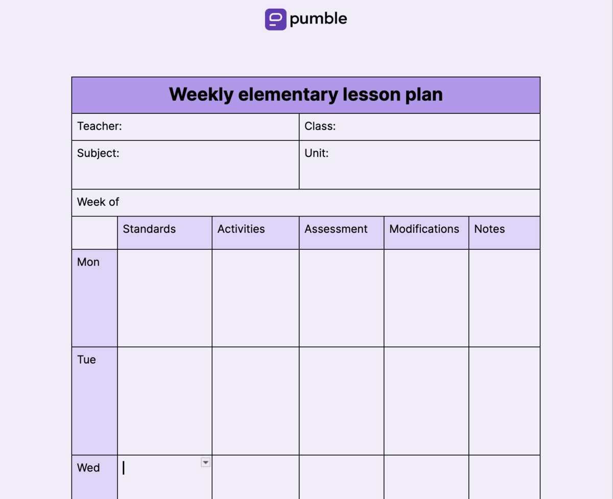 template for assessment plan