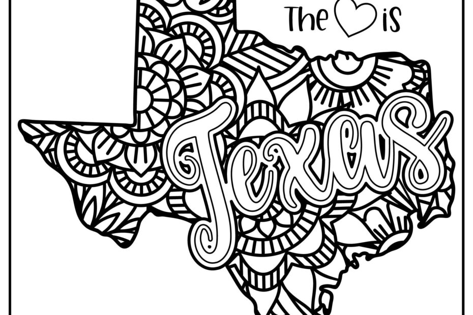 Huge Coloring Poster The State Of Texas Etsy