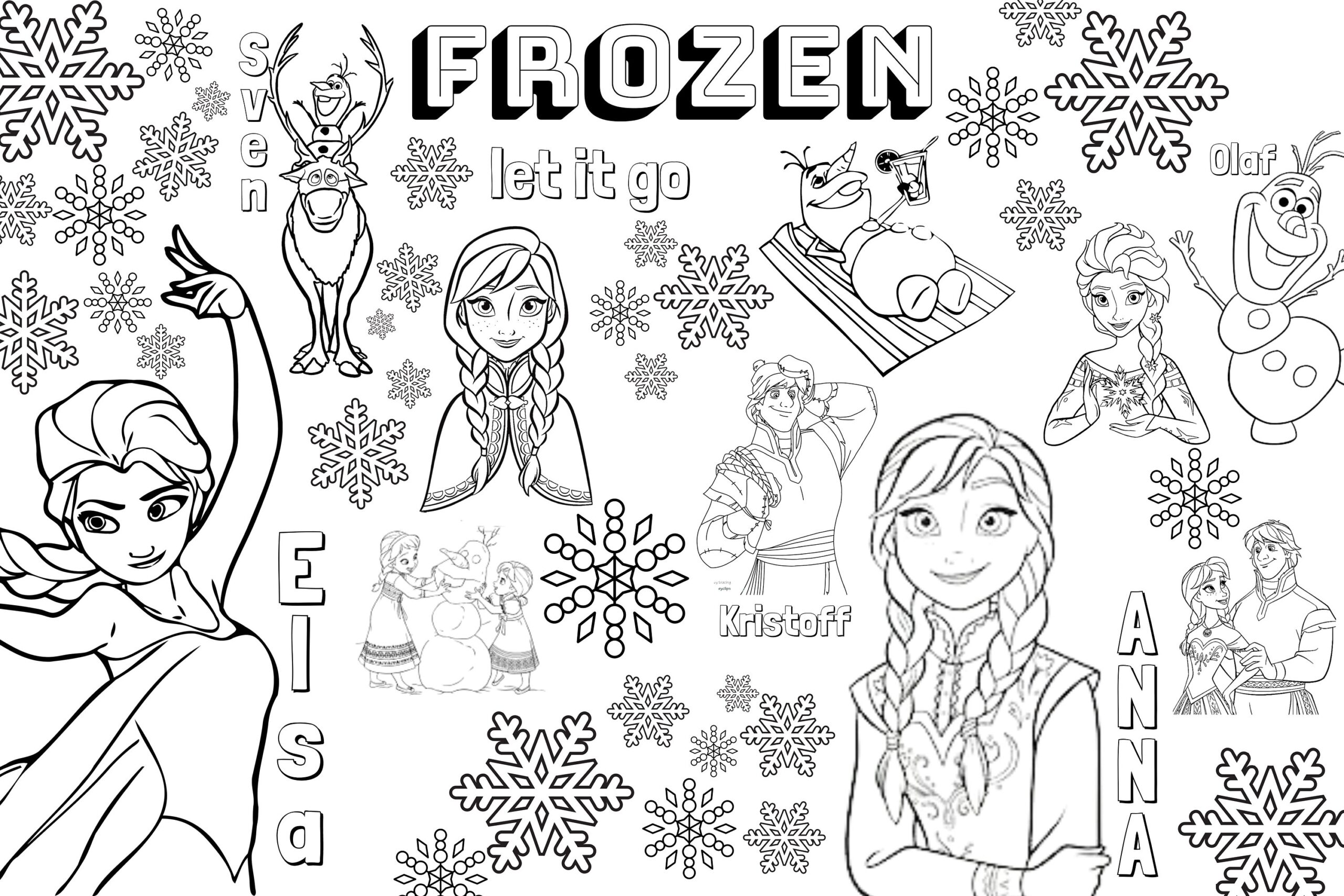 Huge Frozen Coloring Poster For Kids Adults Great For Family Time Girls Boys Arts And Crafts Senior Care Facilities Schools