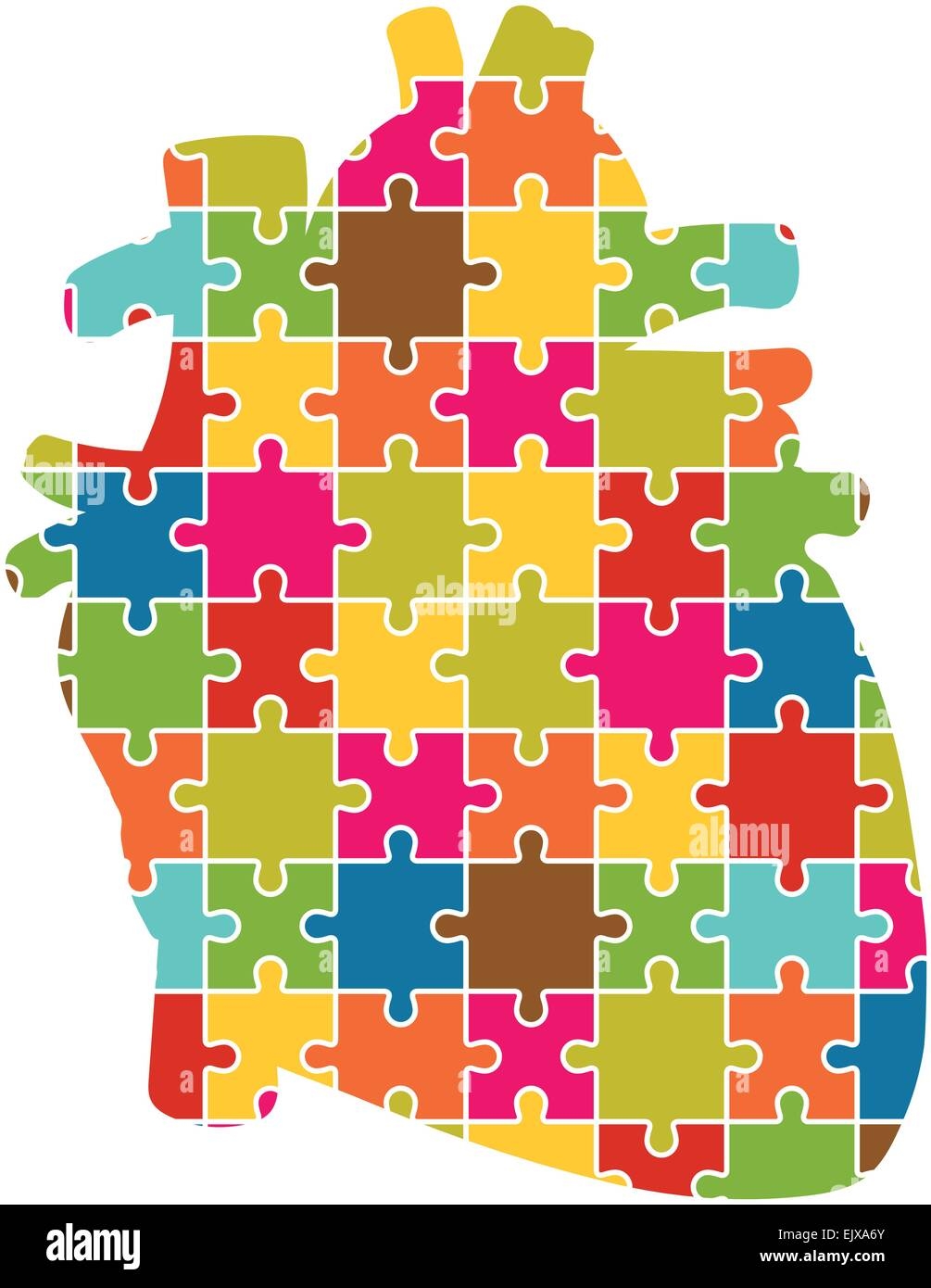 human heart puzzle template