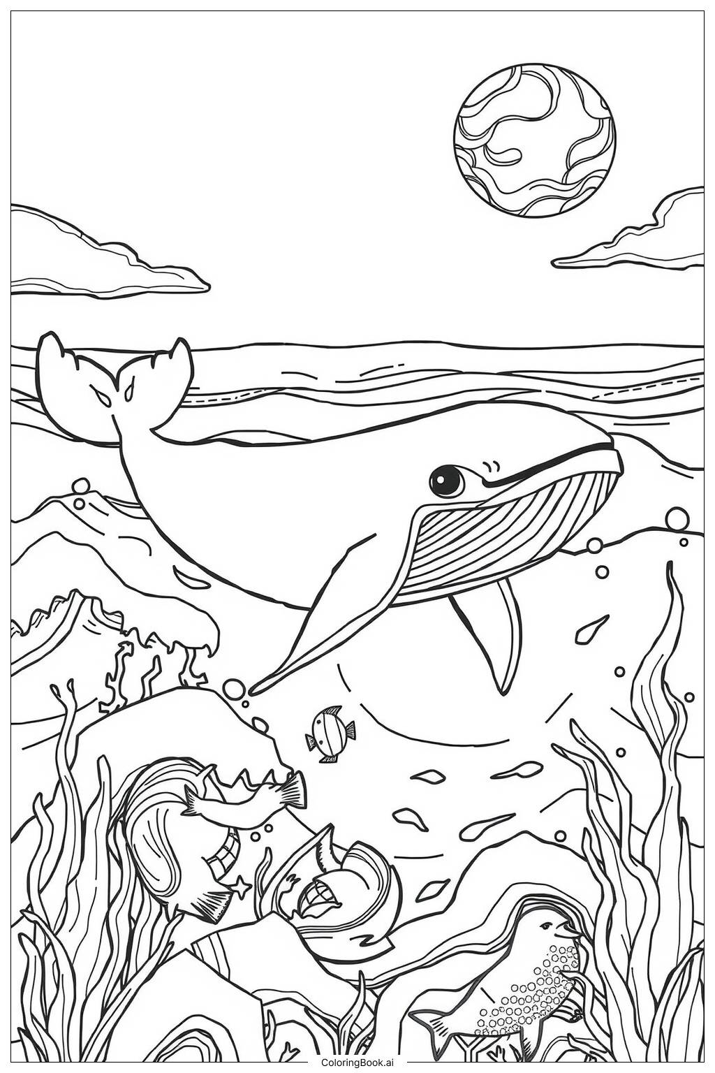 Humpback Whale Breaching 2 Coloring Page Free PDFu0026PNG Printable 