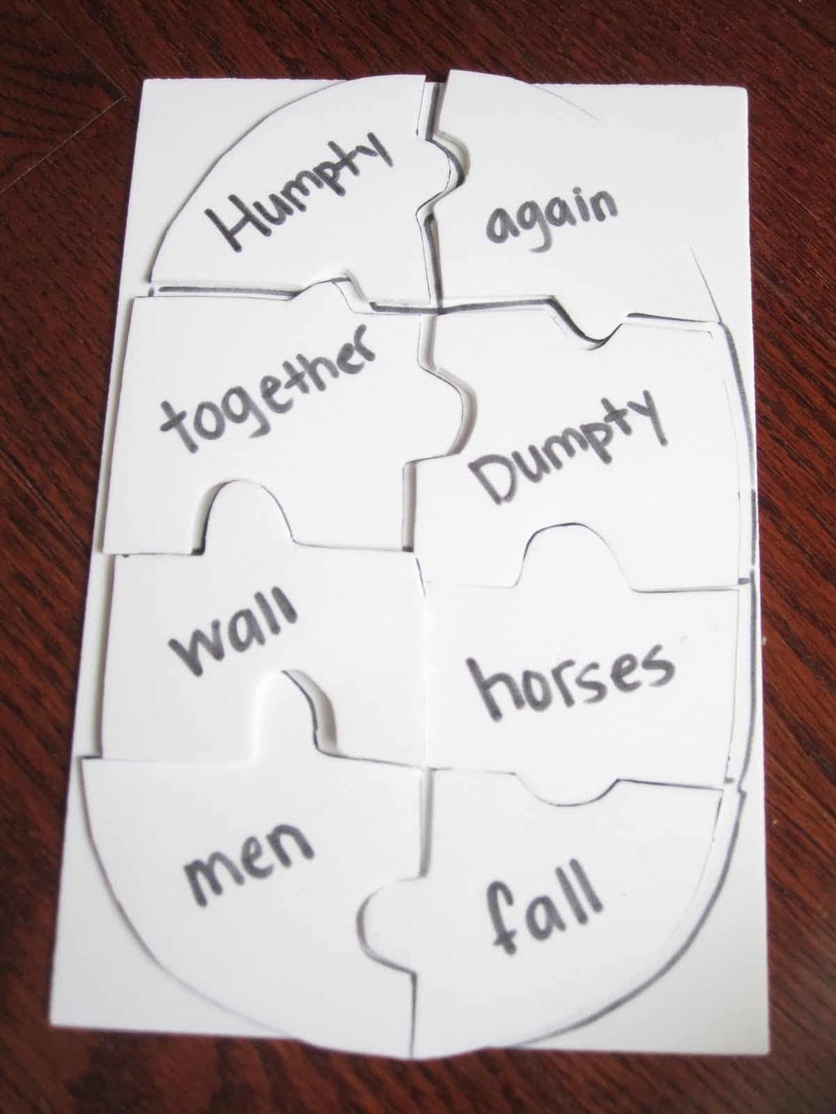 Humpty Dumpty Word Puzzle Toddler Approved