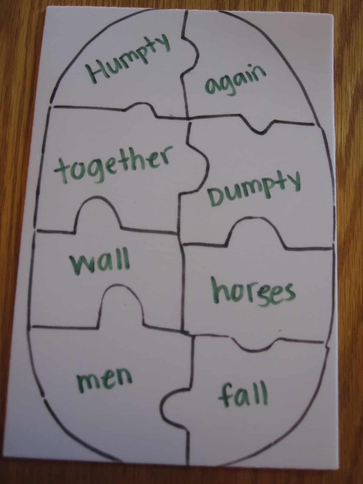Humpty Dumpty Word Puzzle Toddler Approved
