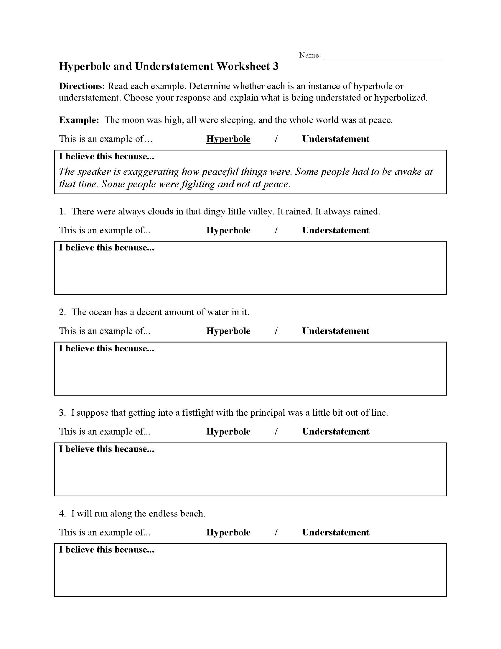 hyperbole worksheets