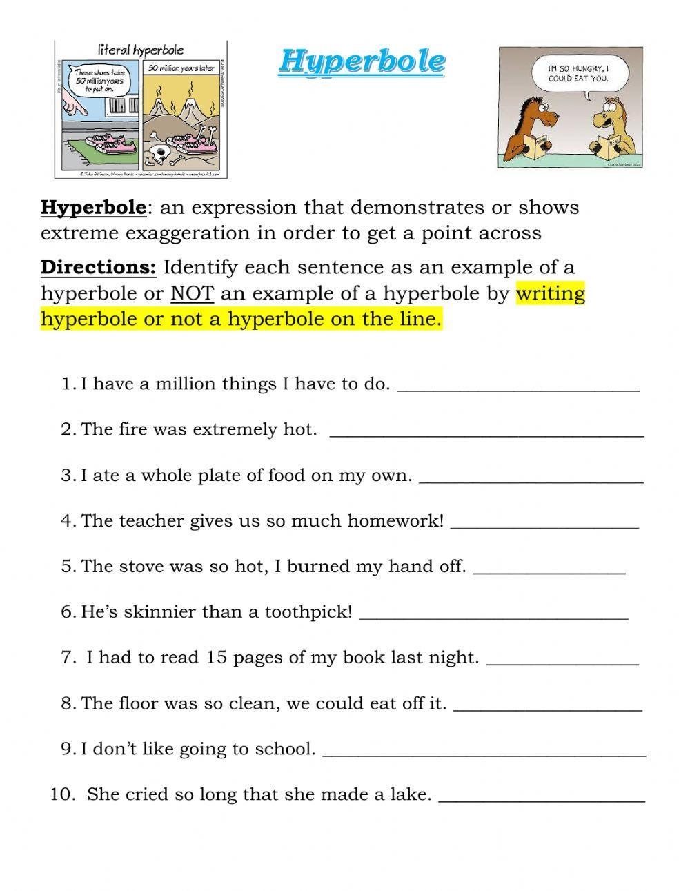 Hyperbole Worksheet Live Worksheets Worksheets Library
