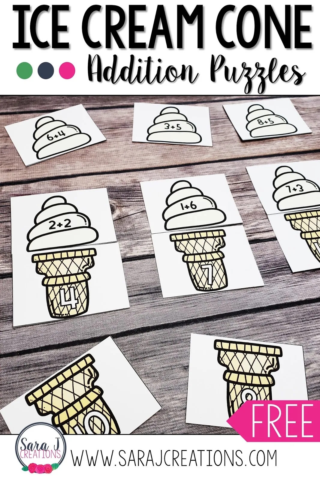 Ice Cream Addition Puzzles Sara J Creations