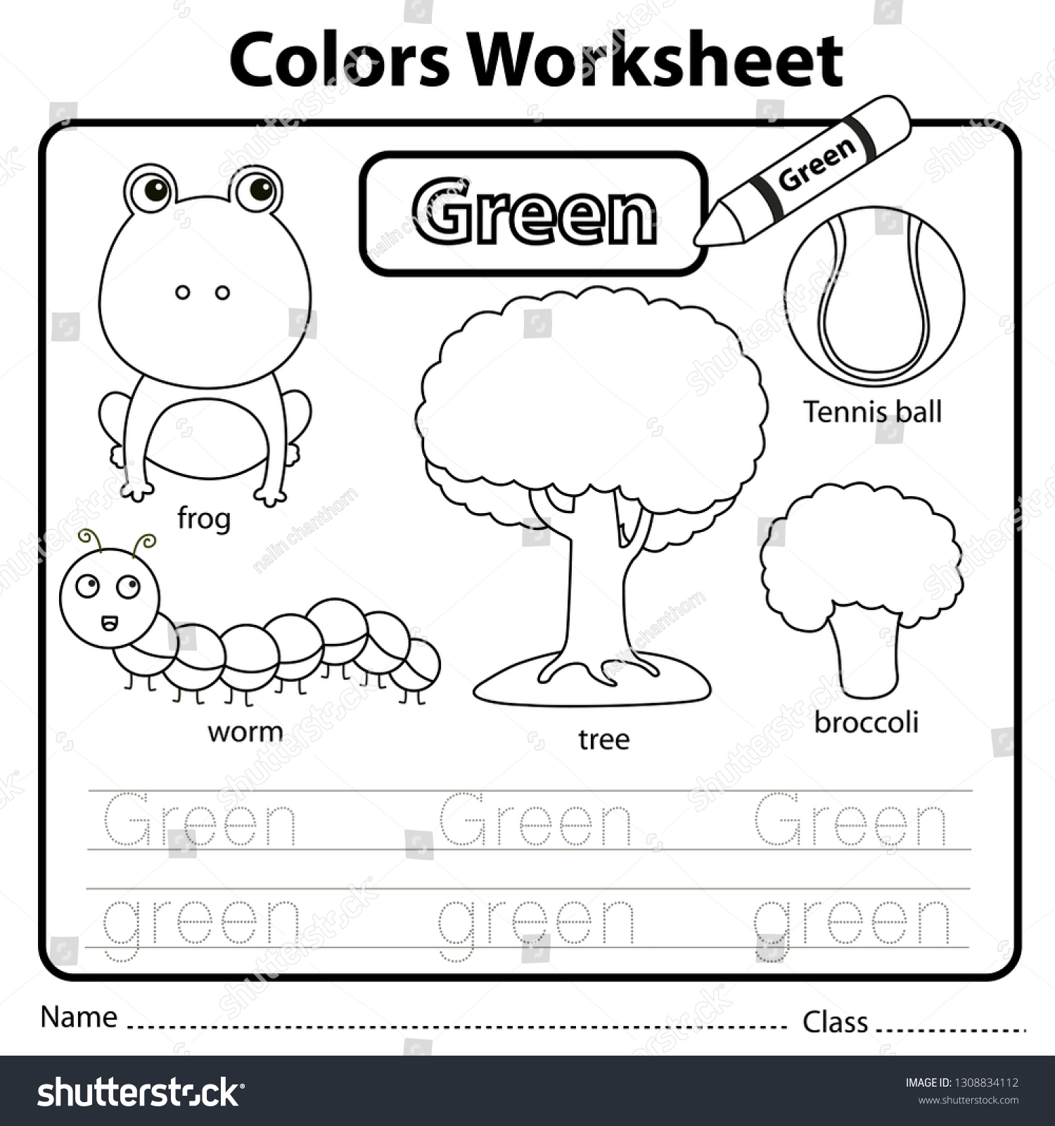 Illustrator Color Worksheet Green Stock Vector Royalty Free 1308834112 Shutterstock