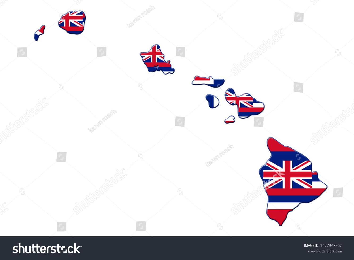 Ilustrasi Stok Map Hawaii Hawaii Flag Colors Isolated 1472947367 Shutterstock