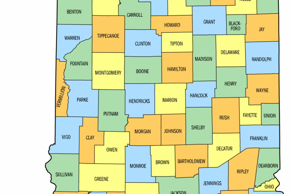 Indiana County Map Printable State Map With County Lines Free