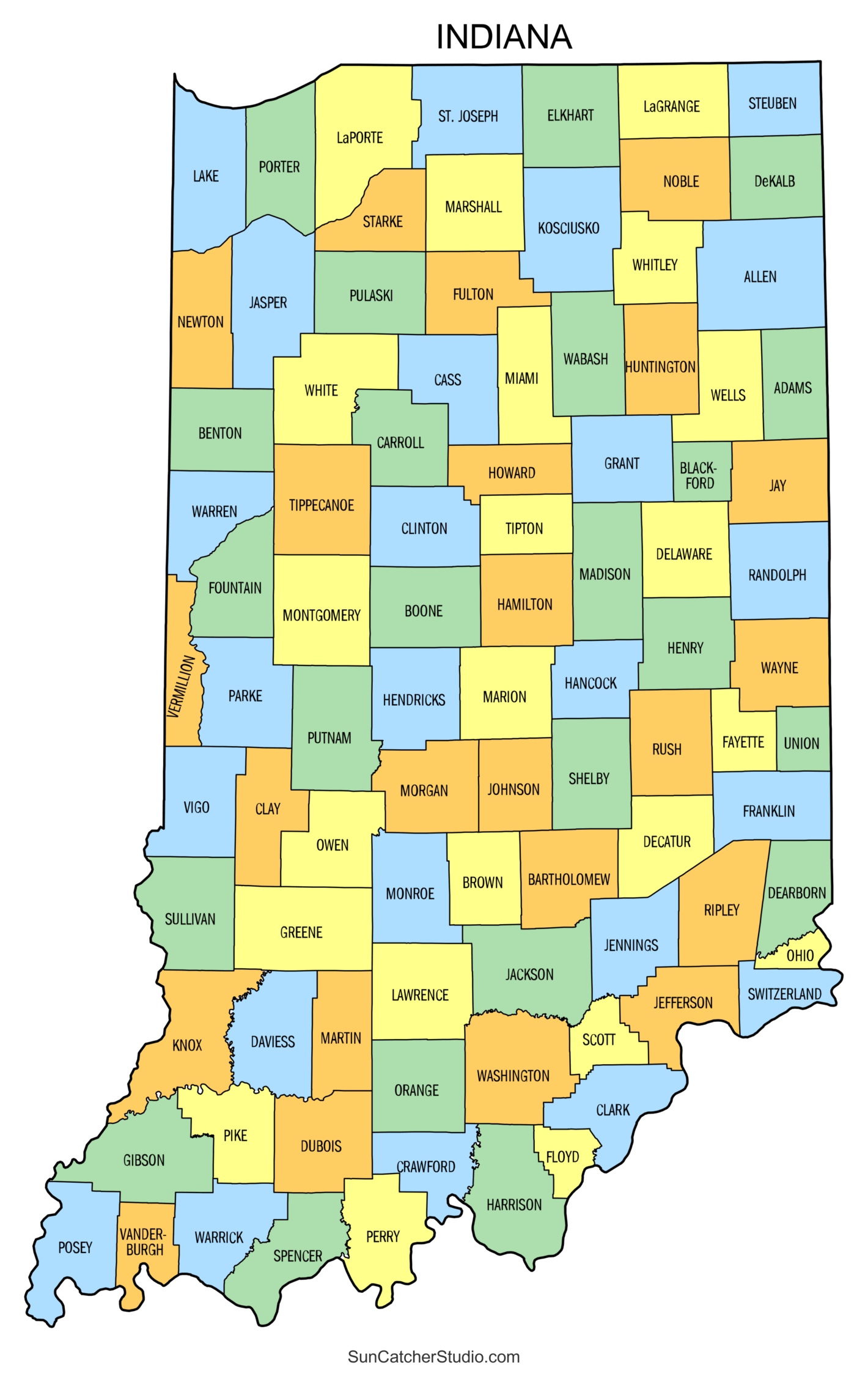 Indiana County Map Printable State Map With County Lines Free 
