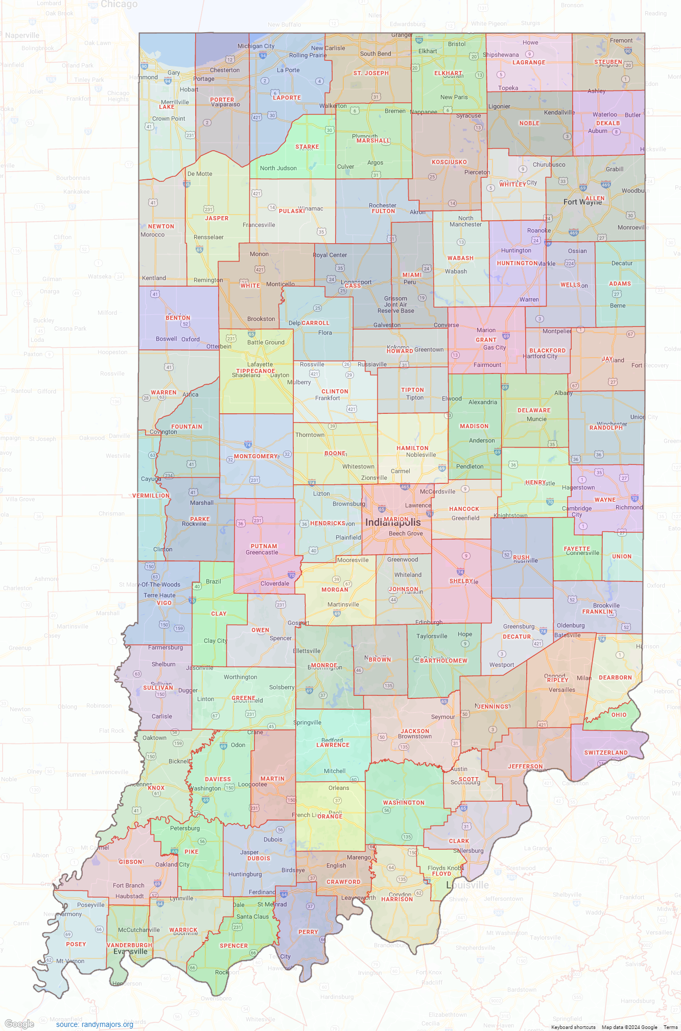 indiana county map printable