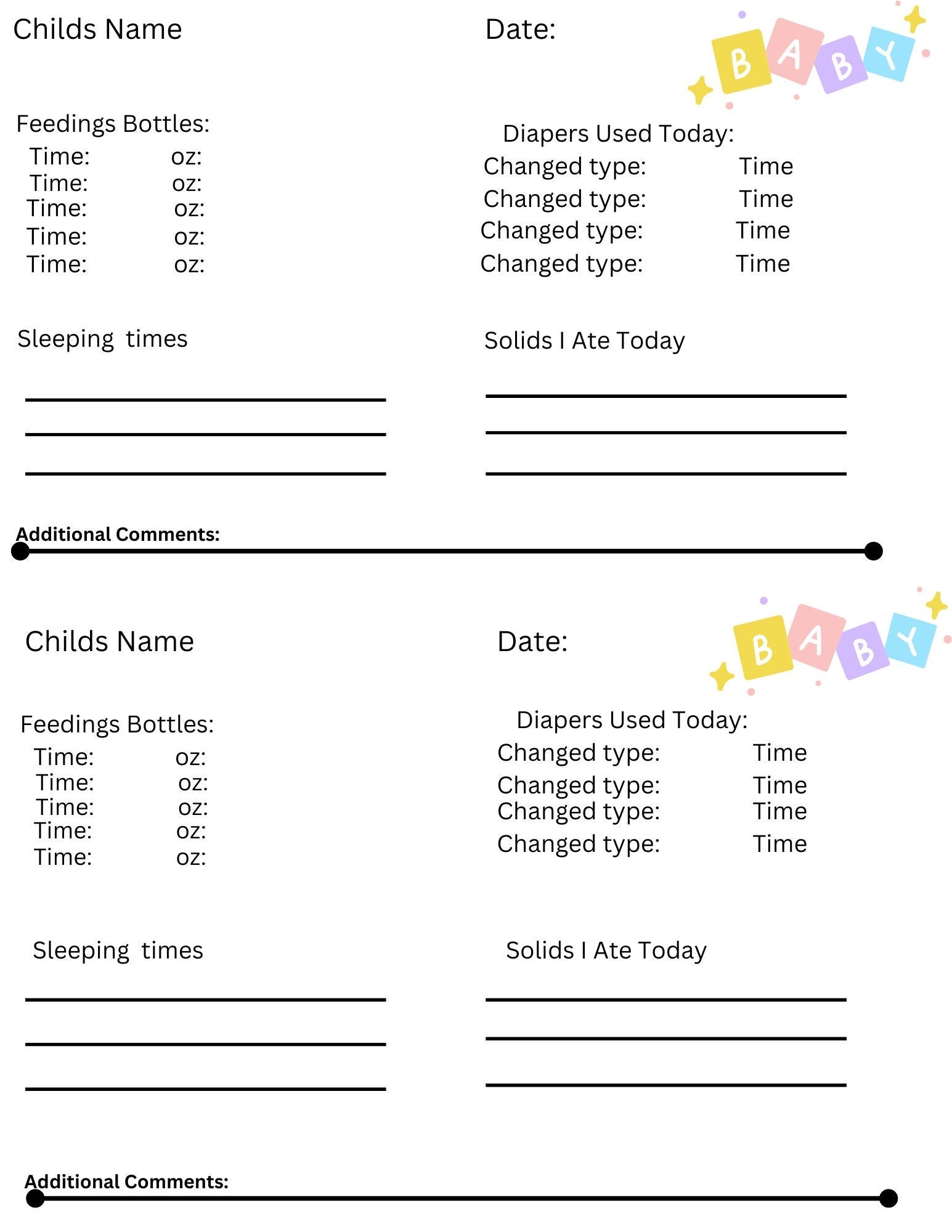 Infant Daily Report Childcare Template Daycare Template