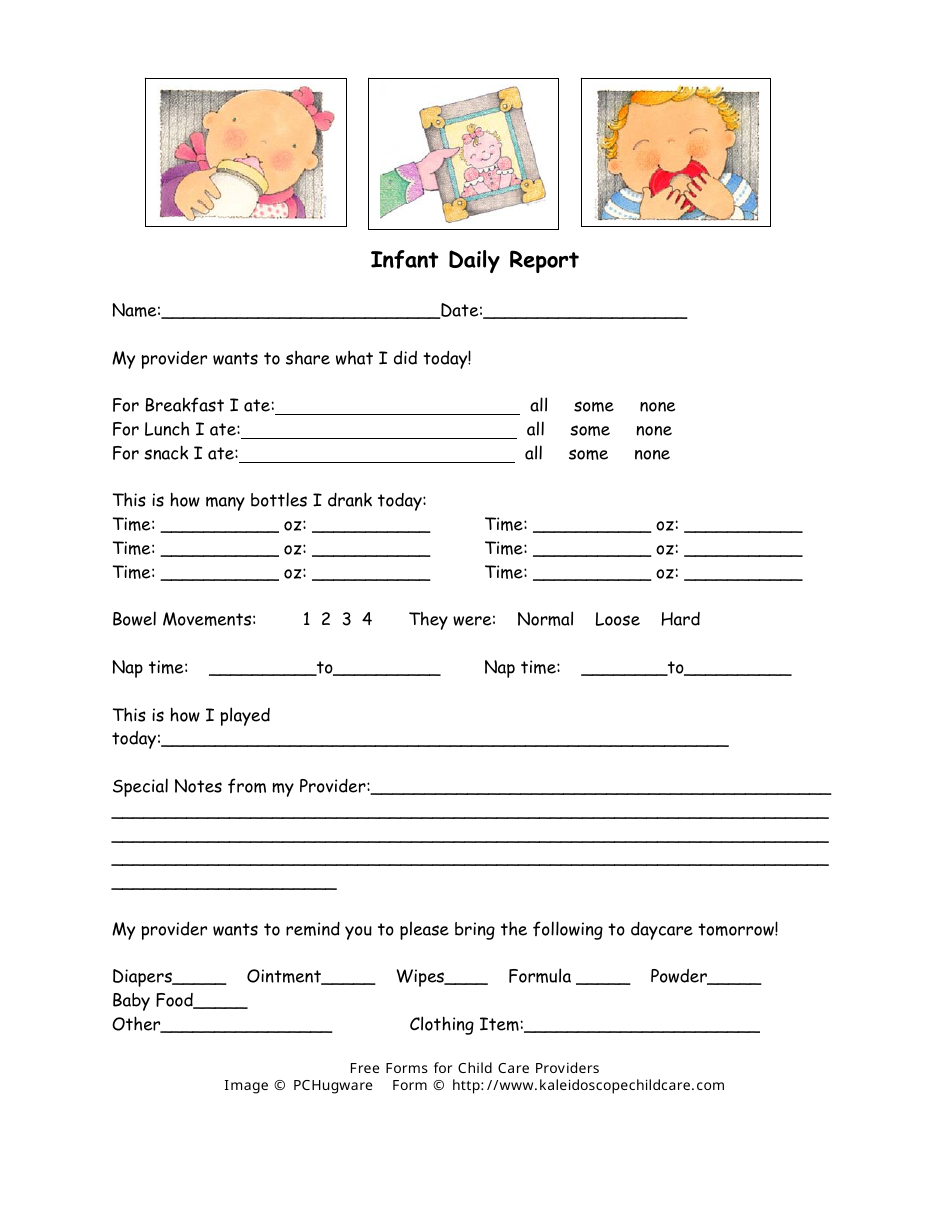 Infant Daily Report Template Fill Out Sign Online And Download 