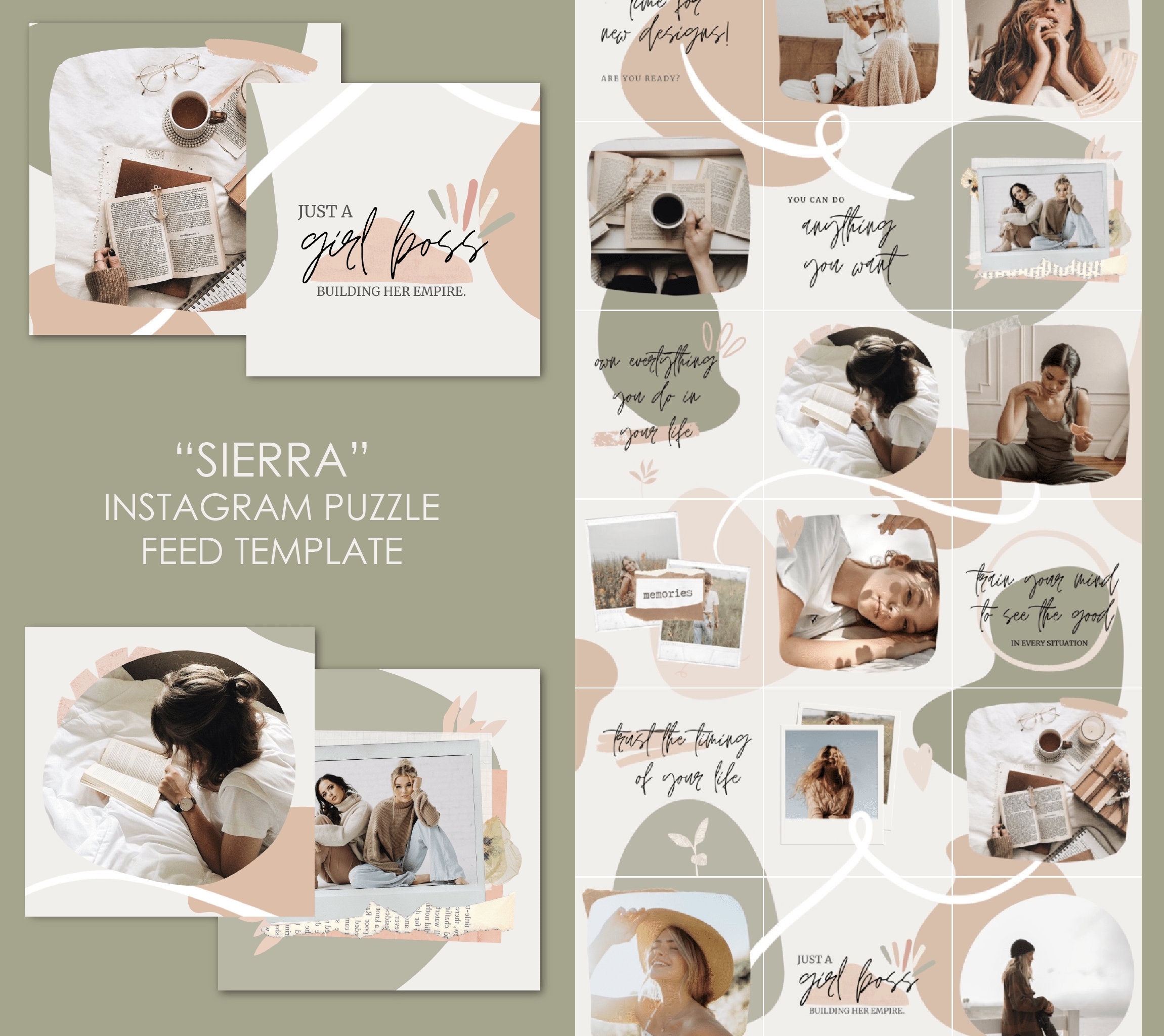 Instagram Puzzle Feed Template For Canva 1 1 Sierra Instagram Template Puzzle Feed Canva Template Foodie Instagram Post Templates Etsy
