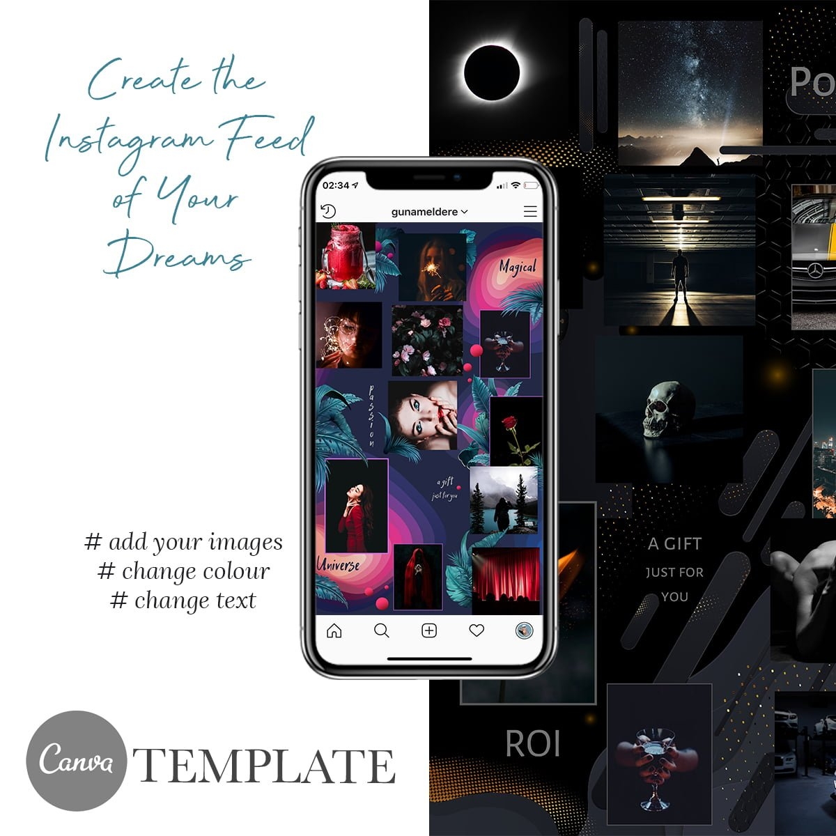 puzzle feed canva template