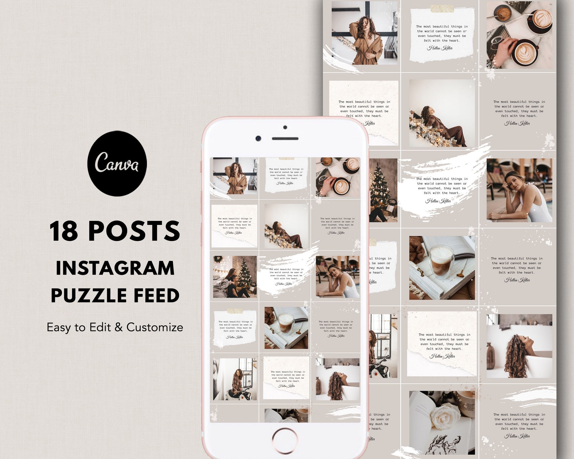 Instagram Template Instagram Puzzle Canva Template Instagram 