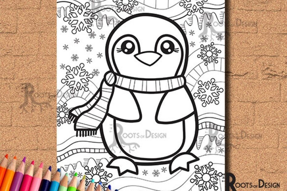 INSTANT DOWNLOAD Baby Penguin Coloring Coloring Page Print Doodle Art Printable Etsy