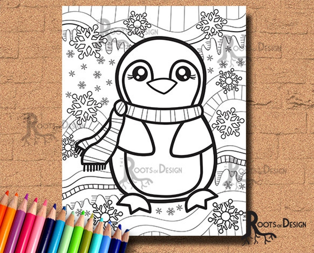 INSTANT DOWNLOAD Baby Penguin Coloring Coloring Page Print Doodle Art Printable Etsy