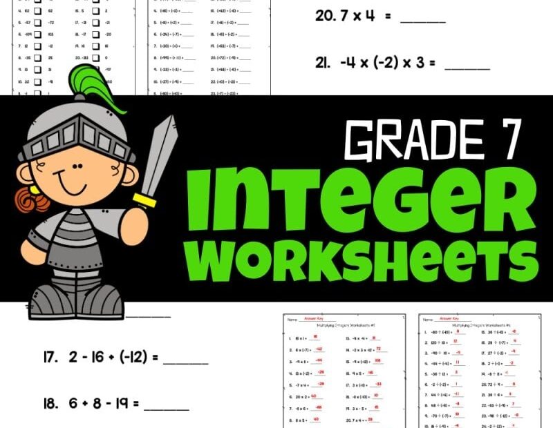 Integers Worksheets For Grade 7 Math