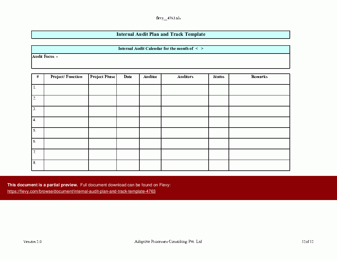 internal audit plan template