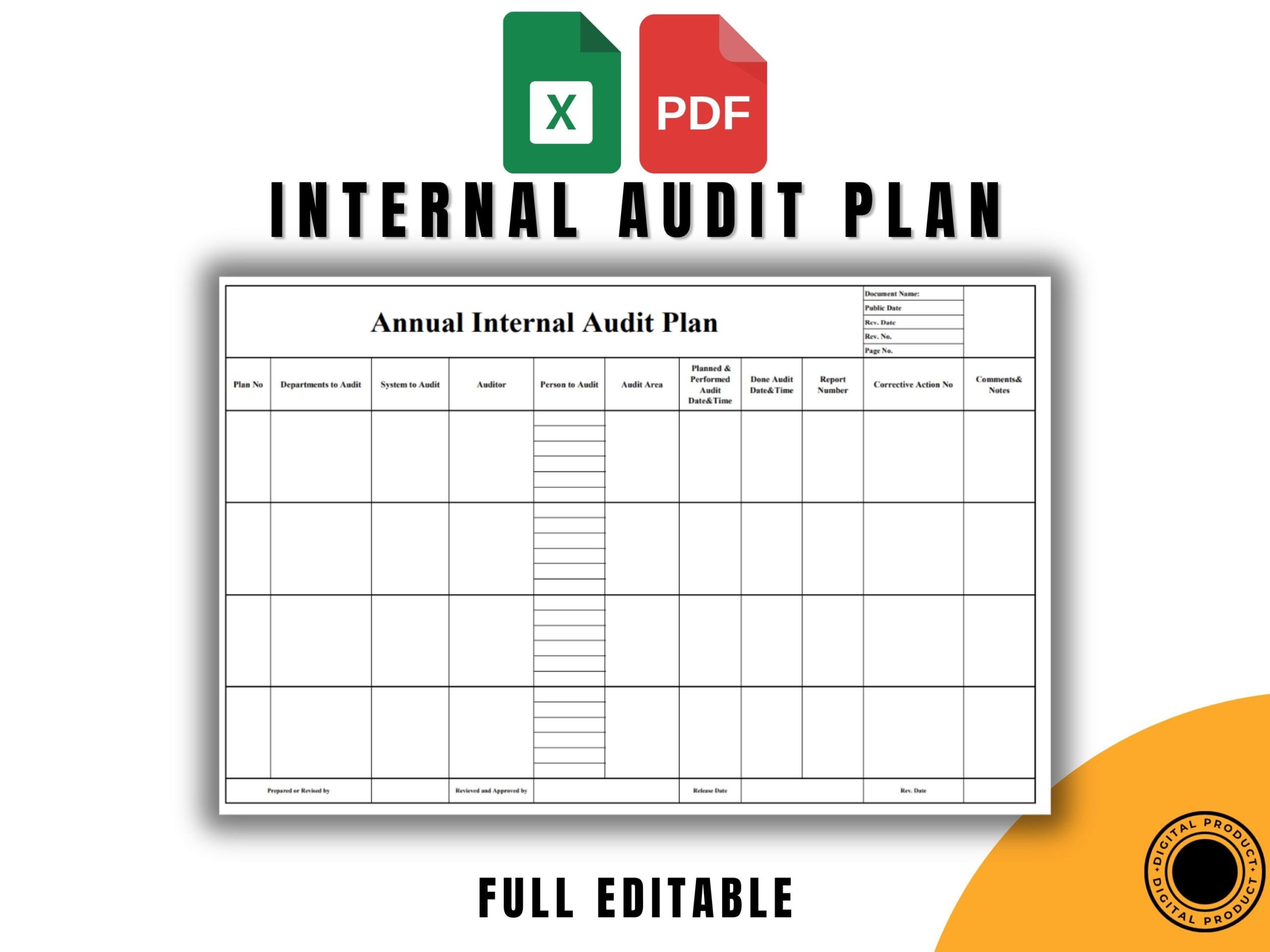 Internal Audit Plan Template ISO 9001 Compliant Excel And PDF Formats Printable Audit Schedule Customizable Quality Management Tool Etsy