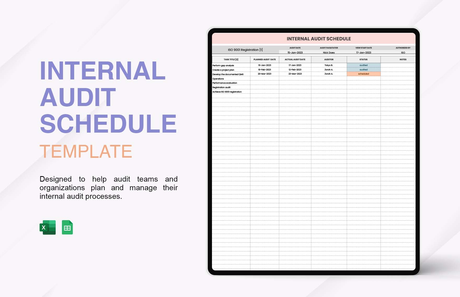 Internal Audit Schedule Template In Excel Google Sheets Download Template