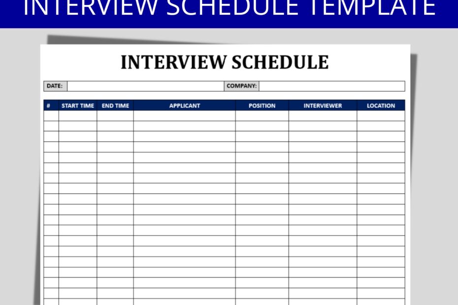 Interview Schedule Template Editable Word Form HR Template Human Resource Document Employee Interviews HR Education Edge Etsy