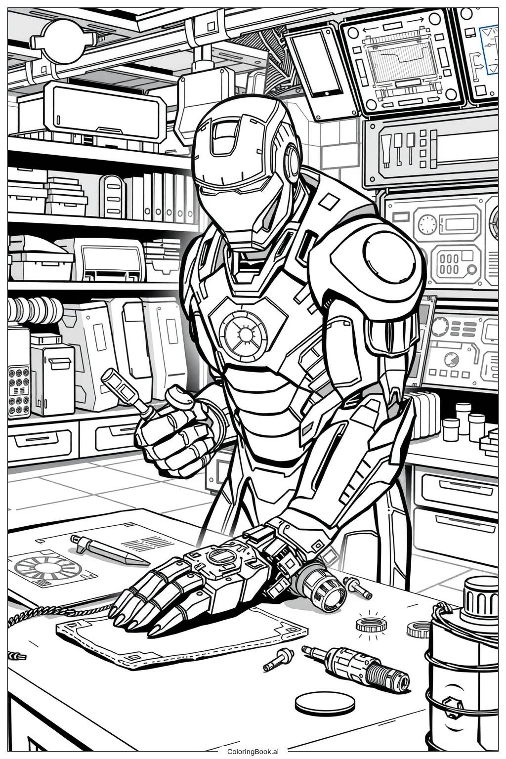 Iron Man Flying High 2 Coloring Page Free PDFu0026PNG Printable 